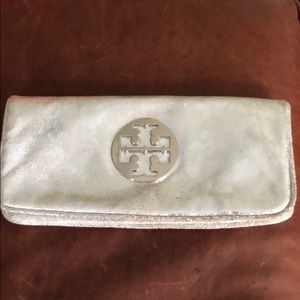Tory Burch silver clutch